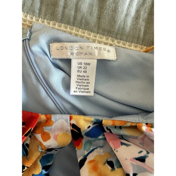 London Times Woman Plus Keyhole Floral Midi Lined Tank Dress Pockets Size 18 - Picture 4 of 5